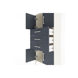 Arges Dolap Tek Raflı 3 Çekmeceli 4 Kapaklı 60x30x134 Aytaşı-antrasit