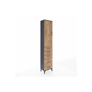 Arges Dolap 3 Raflı 5 Çekmeceli Tek Kapaklı 44x30x221 Antrasit-çam