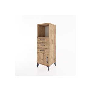 Hyperion Dolap Tek Raflı 3 Çekmeceli Tek Kapaklı 44x44x134 Çam-çam