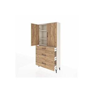 Arges Dolap 3 Raflı 3 Çekmeceli 2 Kapaklı 88x30x182 Aytaşı-çam