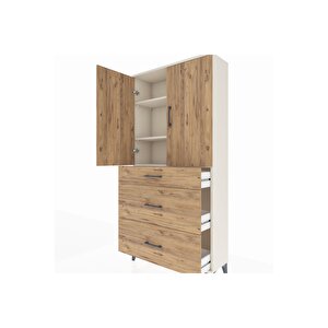 Arges Dolap 3 Raflı 3 Çekmeceli 2 Kapaklı 88x30x182 Aytaşı-çam