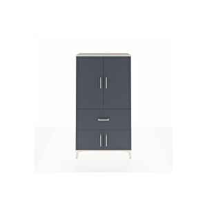 Arges Dolap 3 Raflı Tek Çekmeceli 4 Kapaklı 88x30x163 Aytaşı-antrasit
