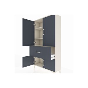 Arges Dolap 3 Raflı Tek Çekmeceli 4 Kapaklı 88x30x163 Aytaşı-antrasit