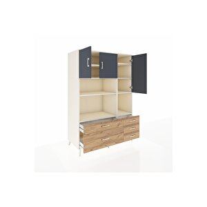 Kronos Dolap 8 Raflı 5 Çekmeceli 3 Kapaklı 132x59x195 Aytaşı-antrasit/çam