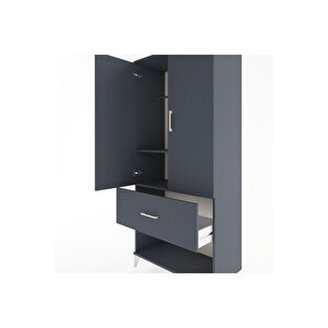 Hyperion Dolap 2 Raflı Tek Çekmeceli Tek Askılı 88x44x195 Antrasit-antrasit