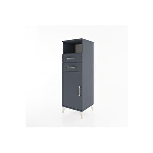 Hyperion Dolap 2 Raflı 2 Çekmeceli Tek Kapaklı 44x44x134 Antrasit-antrasit