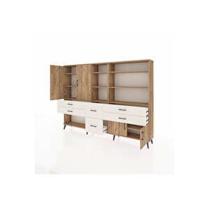 Arges Dolap 10 Raflı 6 Çekmeceli 4 Kapaklı 220x30x163 Çam-çam/aytaşı