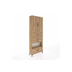 Arges Dolap 4 Raflı 4 Çekmeceli 2 Kapaklı 88x30x243 Çam-çam