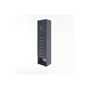 Hyperion Dolap 2 Raflı 7 Çekmeceli 2 Kapaklı 60x44x243 Antrasit-antrasit