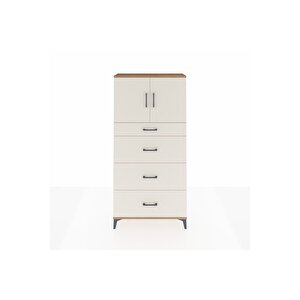 Arges Dolap 2 Raflı 4 Çekmeceli 2 Kapaklı 88x30x182 Çam-aytaşı