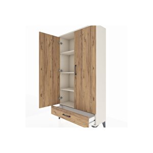 Arges Dolap 4 Raflı Tek Çekmeceli 2 Kapaklı 88x30x163 Aytaşı-çam