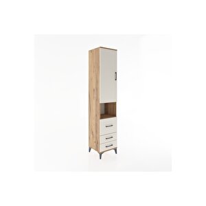 Hyperion Dolap 4 Raflı 3 Çekmeceli Tek Kapaklı 44x44x221 Çam-aytaşı