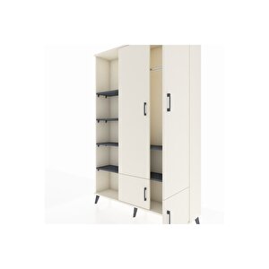 Arges Dolap 6 Raflı 4 Kapaklı Tek Askılı 132x30x195 Aytaşı-aytaşı/antrasit