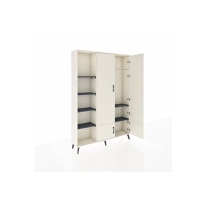 Arges Dolap 6 Raflı 4 Kapaklı Tek Askılı 132x30x195 Aytaşı-aytaşı/antrasit