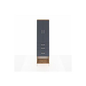 Arges Dolap 3 Raflı 3 Çekmeceli 2 Kapaklı 60x30x221 Çam-antrasit