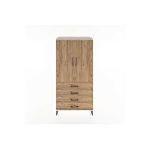 Hyperion Dolap Tek Raflı 4 Çekmeceli Tek Askılı 88x44x182 Aytaşı-çam