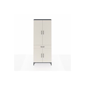 Arges Dolap 4 Raflı Tek Çekmeceli 4 Kapaklı 88x30x221 Antrasit-aytaşı