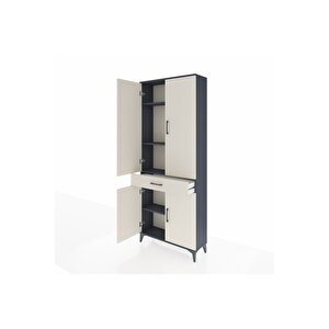 Arges Dolap 4 Raflı Tek Çekmeceli 4 Kapaklı 88x30x221 Antrasit-aytaşı