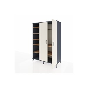 Kronos Dolap 7 Raflı 2 Kapaklı Tek Askılı 132x59x195 Antrasit-aytaşı/çam