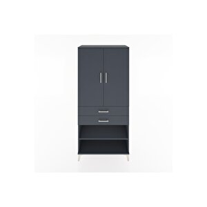Hyperion Dolap 2 Raflı 2 Çekmeceli Tek Askılı 88x44x195 Antrasit-antrasit