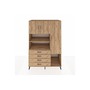 Kronos Dolap 8 Raflı 4 Çekmeceli 3 Kapaklı 132x59x195 Çam-çam/çam