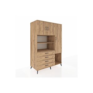 Kronos Dolap 8 Raflı 4 Çekmeceli 3 Kapaklı 132x59x195 Çam-çam/çam