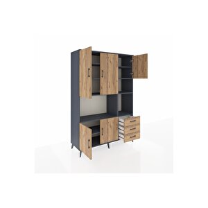 Hyperion Gardrop 9 Raflı 3 Çekmeceli 5 Kapaklı 132x44x195 Antrasit-çam