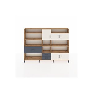 Arges Dolap 13 Raflı 3 Çekmeceli 5 Kapaklı 220x30x163 Çam-aytaşı/antrasit