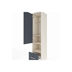 Hyperion Dolap 3 Raflı Tek Çekmeceli Tek Askılı 44x44x195 Aytaşı-antrasit