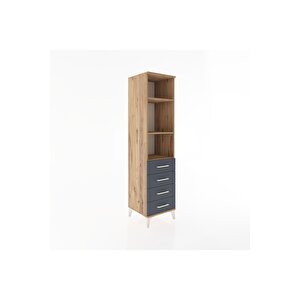 Hyperion Dolap 3 Raflı 4 Çekmeceli 44x44x182 Çam-antrasit