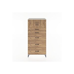 Hyperion Dolap Tek Raflı 5 Çekmeceli 2 Kapaklı 88x44x182 Aytaşı-çam