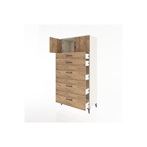 Hyperion Dolap Tek Raflı 5 Çekmeceli 2 Kapaklı 88x44x182 Aytaşı-çam