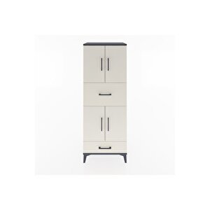 Hyperion Dolap 4 Raflı 2 Çekmeceli 4 Kapaklı 60x44x163 Antrasit-aytaşı