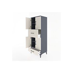 Hyperion Dolap 4 Raflı 2 Çekmeceli 4 Kapaklı 60x44x163 Antrasit-aytaşı
