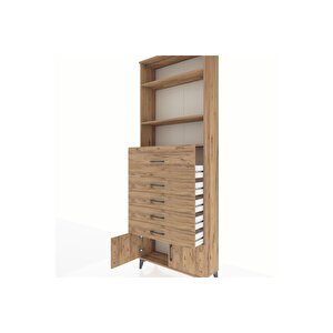 Arges Dolap 3 Raflı 5 Çekmeceli 2 Kapaklı 88x30x243 Çam-çam