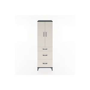 Hyperion Dolap Tek Raflı 3 Çekmeceli Tek Askılı 60x44x195 Antrasit-aytaşı