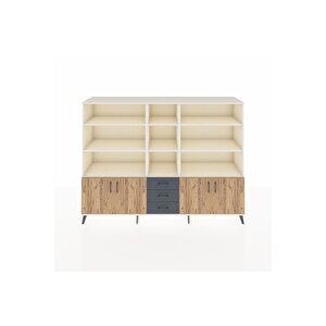 Hyperion Dolap 11 Raflı 3 Çekmeceli 4 Kapaklı 220x44x163 Aytaşı-çam/antrasit