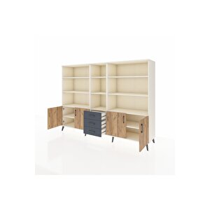 Hyperion Dolap 11 Raflı 3 Çekmeceli 4 Kapaklı 220x44x163 Aytaşı-çam/antrasit