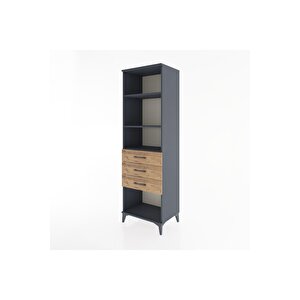 Hyperion Dolap 3 Raflı 3 Çekmeceli 60x44x195 Antrasit-çam