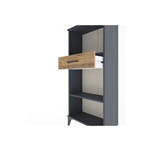 Arges Dolap 2 Raflı Tek Çekmeceli 60x30x134 Antrasit-çam