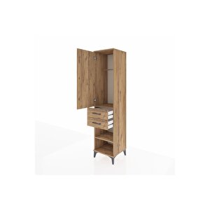 Hyperion Dolap Tek Raflı 2 Çekmeceli Tek Askılı 44x44x195 Çam-çam