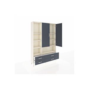 Arges Gardrop 8 Raflı 4 Çekmeceli 2 Kapaklı 132x30x195 Aytaşı-antrasit