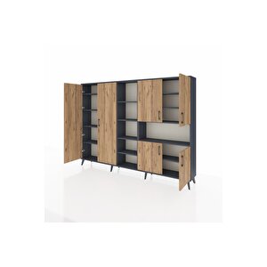 Arges Dolap 13 Raflı 6 Kapaklı 220x30x163 Antrasit-çam/antrasit