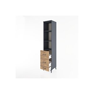 Hyperion Dolap 3 Raflı 3 Çekmeceli 44x44x221 Antrasit-çam