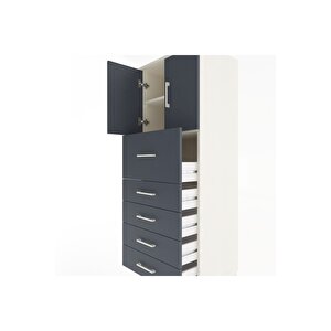 Hyperion Dolap 2 Raflı 5 Çekmeceli 2 Kapaklı 60x44x163 Aytaşı-antrasit