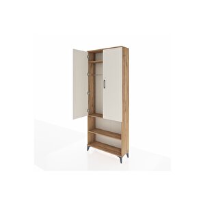 Arges Dolap 3 Raflı 2 Kapaklı Tek Askılı 88x30x221 Çam-aytaşı
