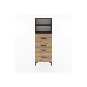 Arges Dolap 2 Raflı 4 Çekmeceli 60x30x163 Antrasit-çam