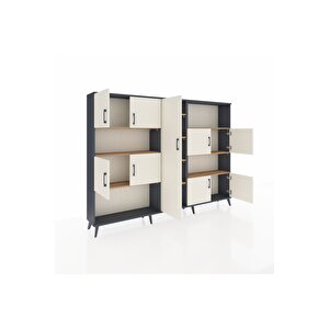 Arges Dolap 10 Raflı 9 Kapaklı 220x30x163 Antrasit-aytaşı/çam