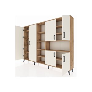 Arges Dolap 13 Raflı 6 Kapaklı 220x30x163 Çam-aytaşı/çam