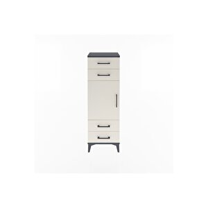 Arges Dolap 2 Raflı 4 Çekmeceli Tek Kapaklı 44x30x134 Antrasit-aytaşı